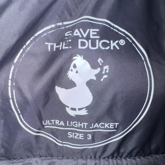 Save the Duck Women's black long Puffer Coat w/hidden hood. Size 3 M/L - Picture 14 of 15